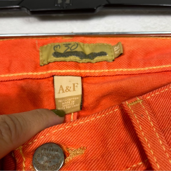 Abercombie and fitch orange vintage 5 pocket jeans jeweled bedazzle hem size 4R - Picture 10 of 10